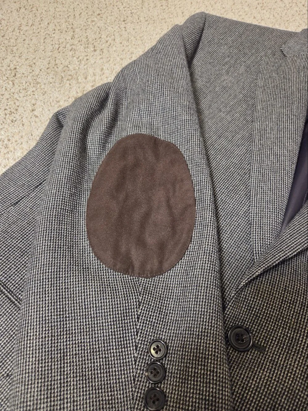 Lauren Ralph Lauren Mens 46 R Wool Sport Coat Blazer Jacket Elbow Patch 2 Button